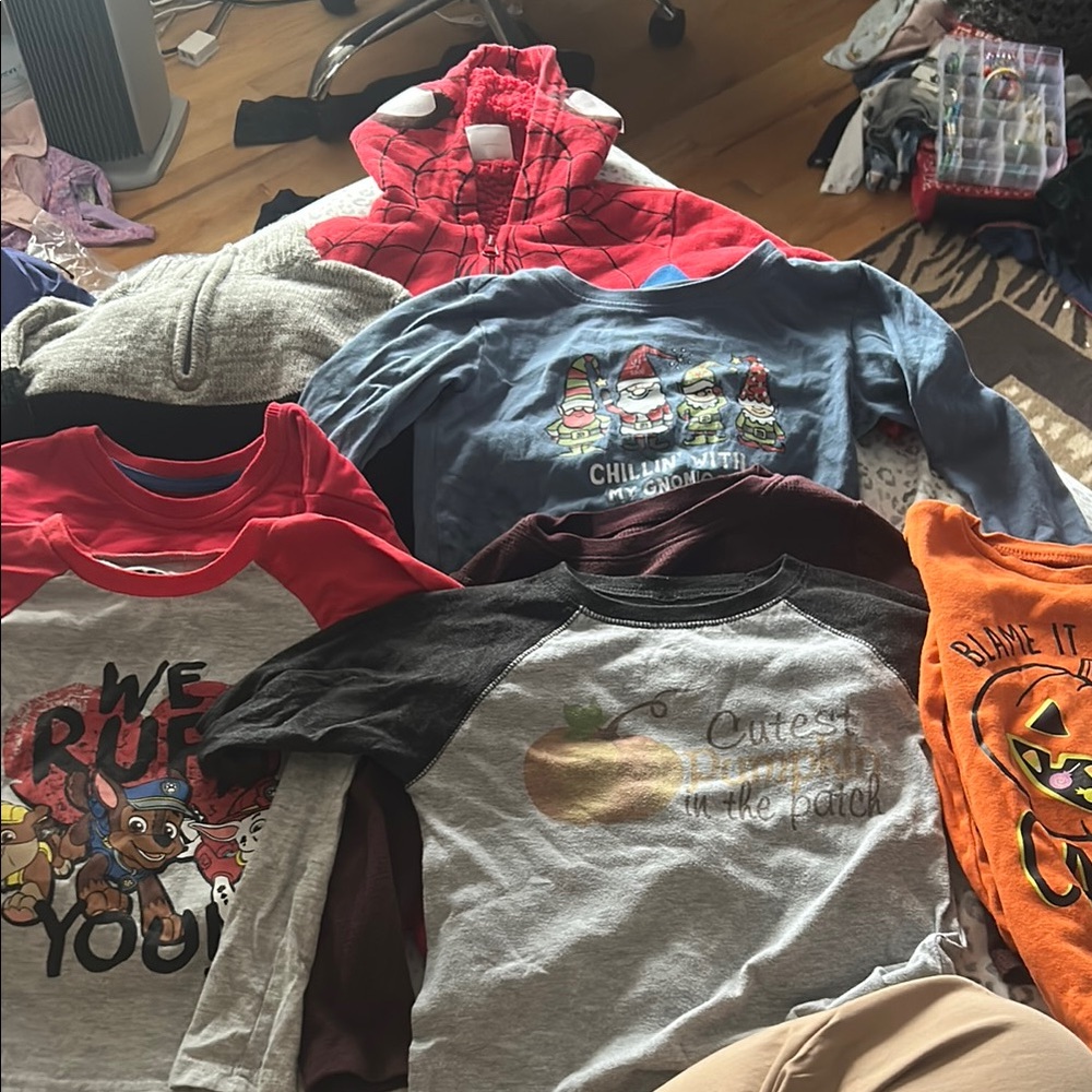 9 Piece Kids' Graphic Long Sleeve Shirt Bundle - 3T